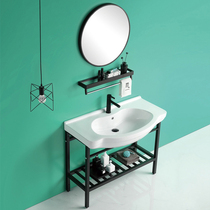 Ceramic curved big belly basin countertop one hand washing face Cabinet basin can be equipped with paint black stainless steel bracket