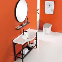 Ceramic curved big belly Apple basin washbasin can be equipped with black stainless steel bracket 1 1 1 35 1 5 meters