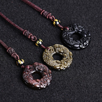 Crystal stalls natural ice color eye obsidian double brave collar drop mens and womens necklaces ethnic style jewelry accessories gifts