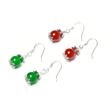 Crystal stalls fashion temperament womens earrings red agate jade earrings Crystal simple earrings versatile versatile