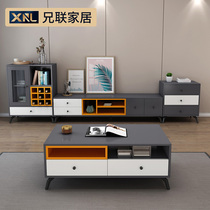 Light luxury TV cabinet tea table combination set wall cabinet modern simple small apartment Nordic home living room bedroom floor cabinet
