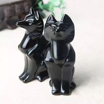 Natural obsidian yellow white powder Crystal Fox home living room bedroom bedside table decoration office desktop ornaments