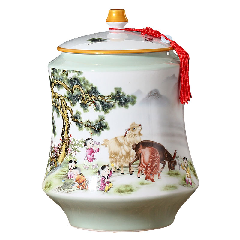 The Big number last come to jingdezhen ceramic tea pot of tea ware store household cylinder twelve loaves pu - erh tea storage tanks