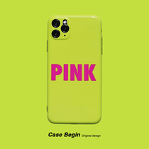 PINK original fluorescent green for Apple 12 8p phone case 11Promax all-inclusive Huawei soft case XSR New 13