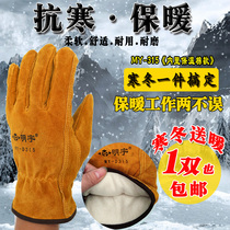 Mingyu winter velvet gloves electric welding welding insulation warm outdoor cold storage wear-resistant and durable handling labor protection gloves