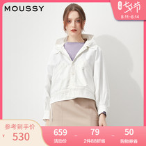 MOUSSY 2021 spring and autumn new product solid color hooded bat sleeve lace-up jacket jacket female 010ESB30-0650