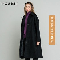 MOUSSY SPRING and Autumn lapel single breasted LOOSE LONG WOOL COAT 010CAS30-5780
