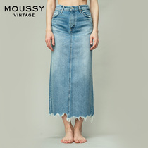 MOUSSY Vintage Spring and Autumn new natural waist washed jeans skirt 010BAC11-1610
