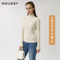 MOUSSY spring new SIMPLE rib HIGH NECK SLIM pullover sweater 010DA770-6130