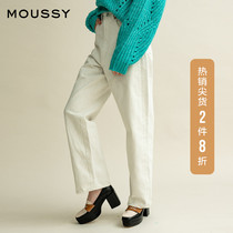 MOUSSY 20 spring new high waist loose straight jeans 010DSS11-0340