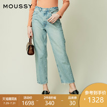 MOUSSY SPRING and summer high waist washed straight jeans female 010DSS11-2760