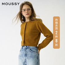 MOUSSY spring new solid color French elegant single-breasted knitted cardigan 010DA570-6260