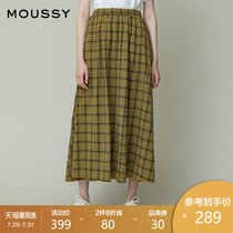MOUSSY spring and autumn new natural waist check pleated casual skirt women 010DSH30-0640