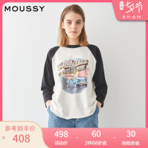 MOUSSY 2021 spring and summer new vintage baseball raglan sleeve curved hem T-shirt 010ESQ90-0500