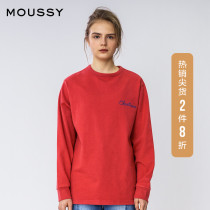MOUSSY SPRING new round neck BACK LETTER PRINTING loose casual sweater 010DAQ90-5840