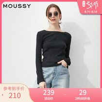 MOUSSY 2021 spring and autumn new round neck basic slim bottoming sweater 010ESW80-0000