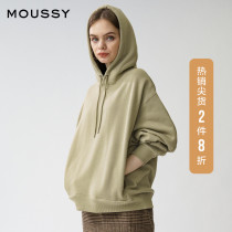 MOUSSY spring new solid color loose casual hooded sweater top female 010DAW80-5530