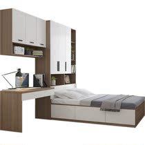 Tatami bed wardrobe integrated locker small apartment modern simple desk bookcase multifunctional childrens room