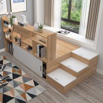 Small apartment children tatami bed sheets people high Box storage bed bookshelf cabinet combination custom mother bed 1 2