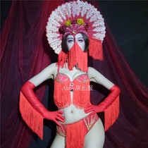 Nightclub Bar Girl Singer Ds Dance Team Seven Colorful Valentines Day Show with Streaming Subikini Suit Exaggerated Headwear