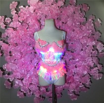 Nightclub Bar Pink Leaves Big Wings Back Board Valentines Day Themed Show Party Play Out Sexy Bikini