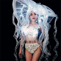 DS Nightclub Bar Dreamy Luminous Big Hat Jellyfish Theme Show Ocean Party Valentines Day Electronic Music Festival Costumes