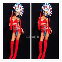 Nightclub bar ds New Years Chinese style opera show red bikini performance costume Peking Opera ethnic style
