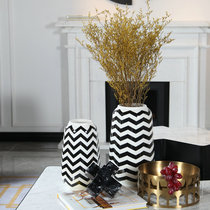Nordic simple black and white geometric pattern ceramic vase Modern home model room Bed and breakfast living room coffee table flower ornaments