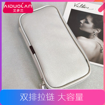 Silver PU high-grade makeup brush bag storage bag can hold 10 12 makeup brushes with double row zipper brush bag