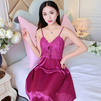 Sexy 2021 new pajamas woman summer thin ice silk Korean version hot tempted girls to hang dress