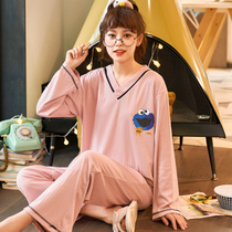 Spring Autumn Season Pyjamas Lady Pure Cotton Long Sleeve Long Pants Net Red thin section All cotton Summer Winter day All cotton Home Suits Suit