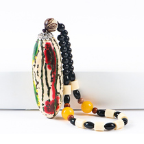 Colorful thousand eyes Bodhi fruit finished handlebar with rope pendant Fu Lu Shou old big fat color fruit red and green men and women