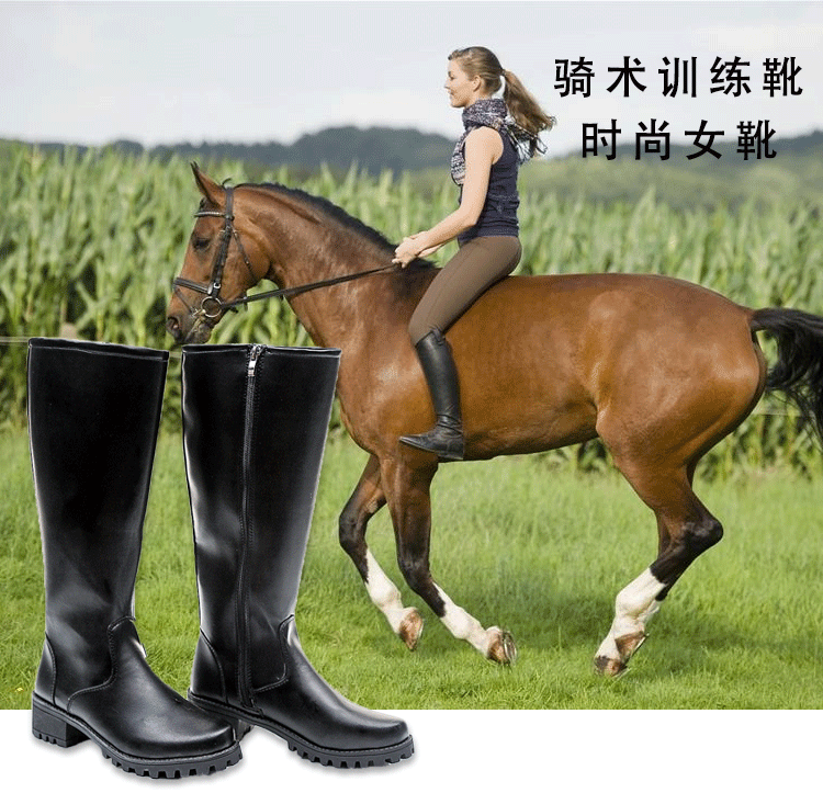 新款大阅兵长筒马靴仪仗队高筒军靴骑马靴男女舞台表演演出军官靴