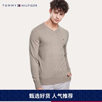 Tommy men autumn and winter business simple small embroidered V neck sweater knitwear MW0MW11673