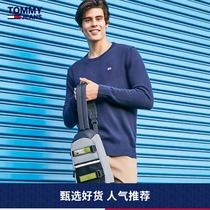 TOMMY JEANS MENs autumn and winter simple cotton minimalist round neck sweater sweater DM0DM07191