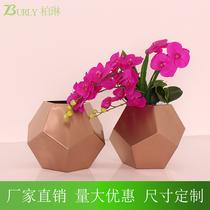 Desktop Stainless Steel Vases Nordic Football Rhomboid Florator Plated Gold Countertops Display Metal Pendulum