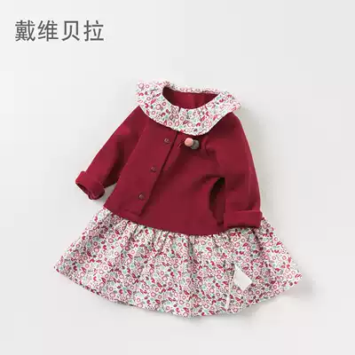 David Bella davebella girl dress autumn new foreign school girl baby flower children's skirt