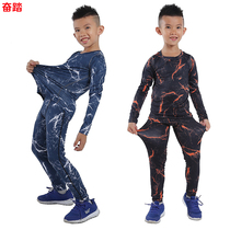 Childrens fitness clothing sports tights training set camouflage basketball football bottoming elastic clothing elastic men thin