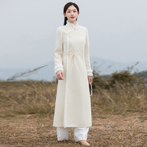 Hanfu Chinese Wind Tang Costume Embroidery Chinese womens clothing Maos jacket Zen Serie Tea Costume Women Spring Autumn Improved Qipao Blouse