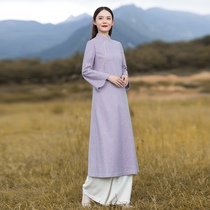 Chinese retro cheongsam modified woolen dress autumn and winter 2021 New Chinese style Zen womens tea suit