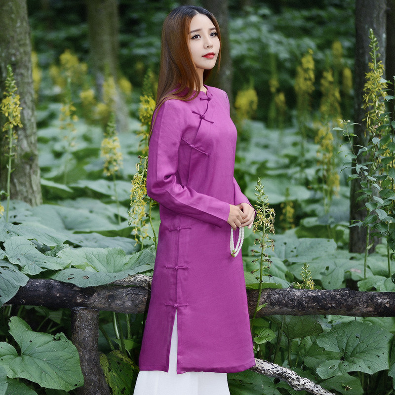 唐装女棉麻旗袍上衣改良汉服秋装中式茶服复古女装长袖民国风禅服_7折