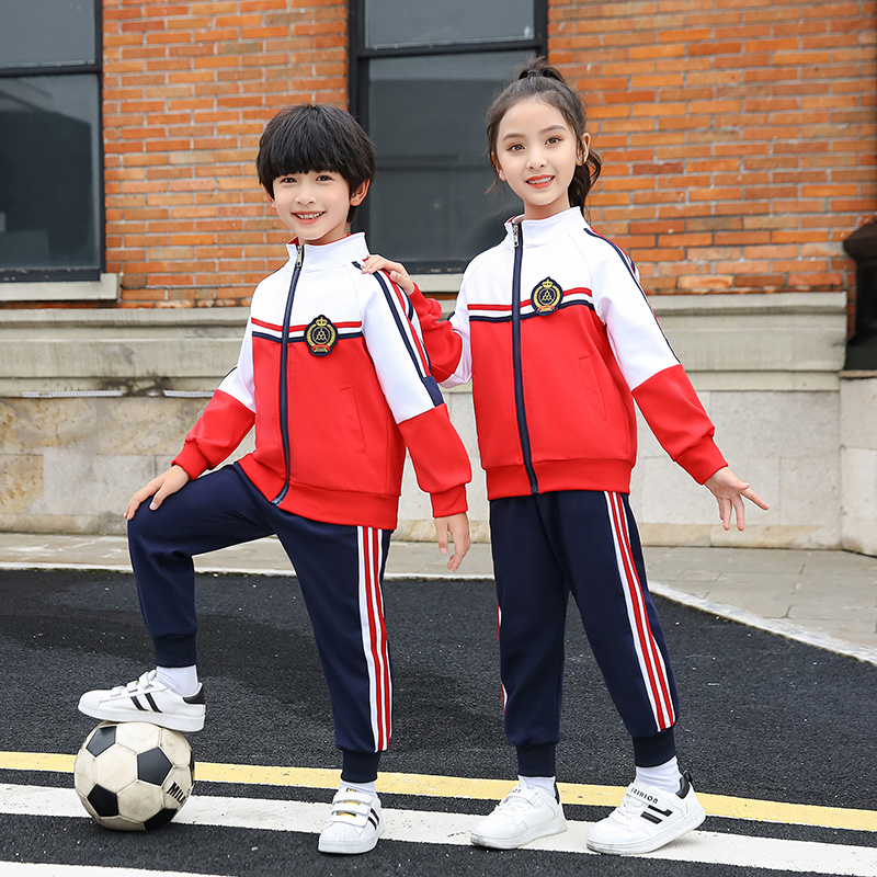 Primary school uniforms spring and autumn suit children's sports class clothes red college wind three sets of kindergarten gardeners winter