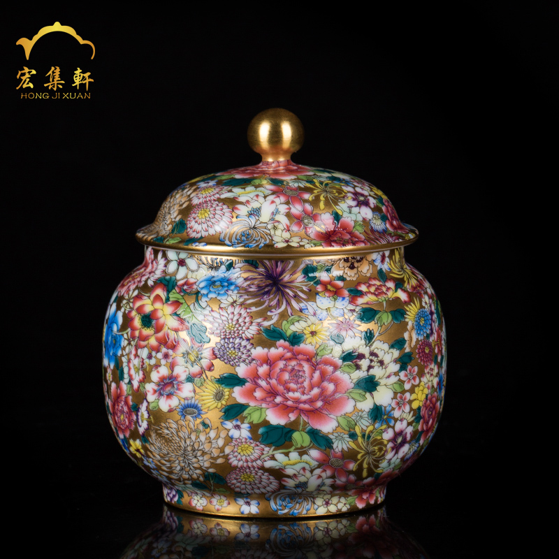 Jingdezhen ceramic tea pot colored enamel flower paint wake receives stock POTS sealed tank tea accessories