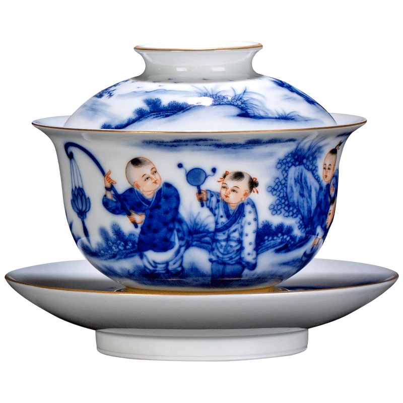 All hand jingdezhen blue and white only three tureen single thin foetus ceramic cups tea bowl kung fu tea set