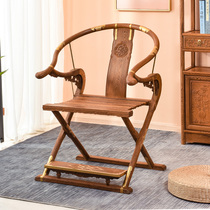 Red Wood Furniture Chicken Wings Wood Turnchair Chinese solid wood Ness Vintage Old Man Folding Chairs Leaning Back Chair Imitation Ancient Circle Chair