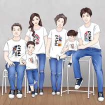 High-end parent-child clothing A family of three and five summer t-shirt grandparents family portrait Short-sleeved large size family dress summer