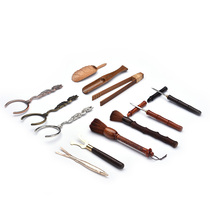 Kung Fu tea accessories combination copper tea clip tea tray solid wood tea spoon tea pen Puer tea ceremony spare parts