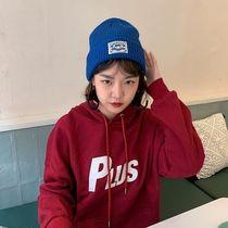 Klein Blue Student Soft Sister College Wind Label Knitted Wool Hat Female Fall Winter Korean Couple Melon Skin Cold Hat Men and Women