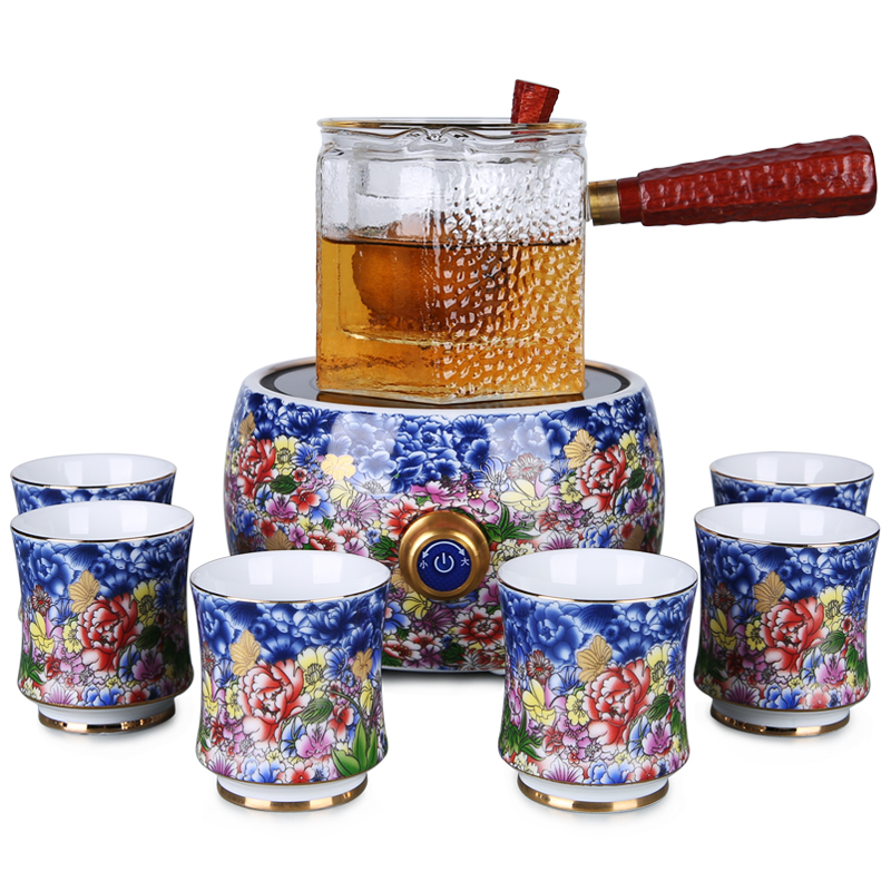 Chinese colored enamel porcelain electric TaoLu pu - erh tea boiled tea is black and white glass teapot automatic kettle tea stove