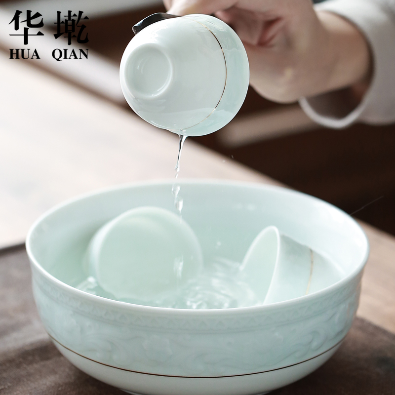 China Qian kung fu tea set hand - made paint tureen three tea tea accessories network ceramic teapot to make tea bowl bowl)